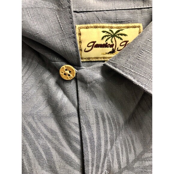 Jimmy Jaxx Button Up Short Sleeve Shirt XL/EG Blue Palm Leaves 100% Silk - Picture 7 of 9
